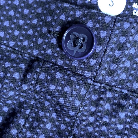 Betabrand black and blue heartline print classic bootcut yoga pants. - Picture 8 of 10